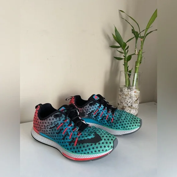 Nike Zoom Running Shoes Mens Size 9 Teal Black Red Athletic Trainer Lightweight - Picture 3 of 10